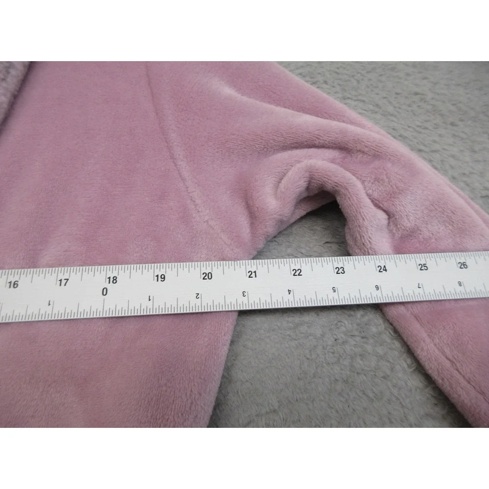 Carole Hochman Plush Fleece Robe Womens M Pink Faux Fur Trim Cozy Cottagecore